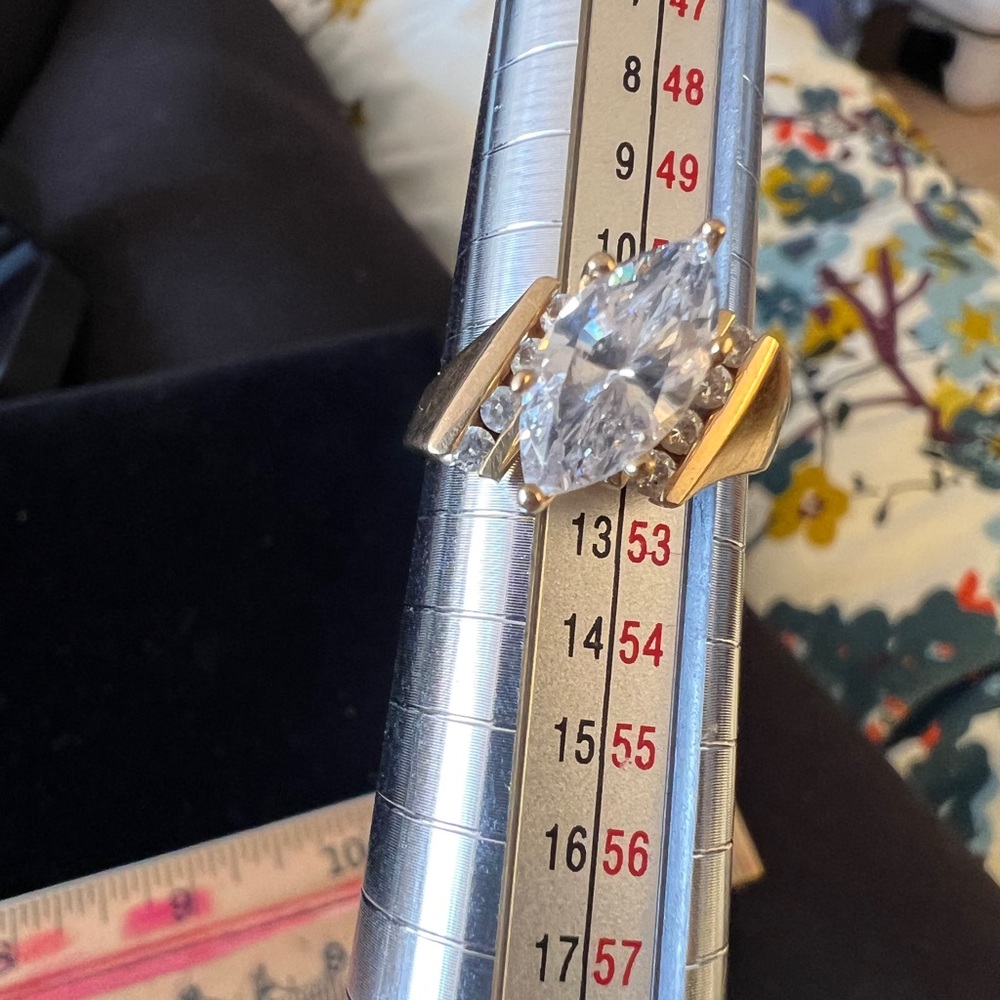 Vintage 14K Gold DQ CZ Ring